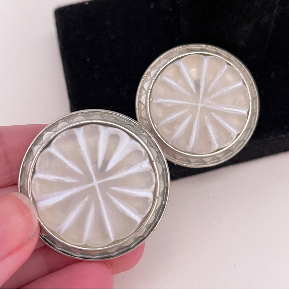 Vintage Lucite Plastic Silver Tone Party Oversized Festival Statement Earrings